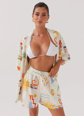 Pantalones cortos de lino Tallulah - Palma de verano