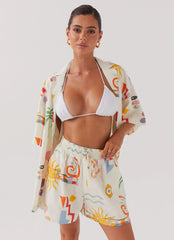 Pantalones cortos de lino Tallulah - Palma de verano