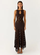 Vestido largo Koka de encaje - Cool Chocolate