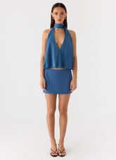 Minifalda Do It Again - Azul marino lavado