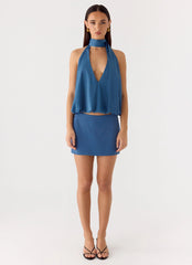 Minifalda Do It Again - Azul marino lavado
