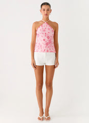 Top halter Janelle con cuentas - Rosa