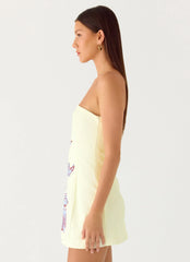 Minivestido sin tirantes Denby - Estampado floral morado
