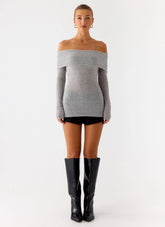 Top de punto Romeo Bardot - Gris
