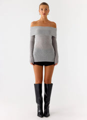 Top de punto Romeo Bardot - Gris
