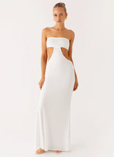 Vestido Longo Recorte Beijar-me - Marfim