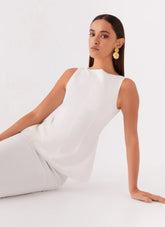Mooney Linen Top - Blanco