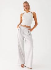 Pantalones de tiro bajo Asha - Marfil