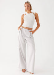 Pantalones de tiro bajo Asha - Marfil
