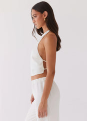 Top Halter Bree de Cetim - Pérola