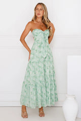 Meadow Whispers Strapless Maxi Dress Green