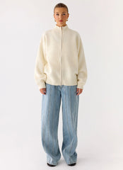 Chaqueta Davy de punto con cremallera - Marfil