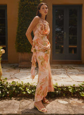 Vestido maxi Diedre Rose Strappy - Estampado floral atardecer