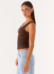 Camiseta sin mangas distintiva - Chocolate