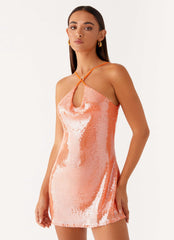 Minivestido Radiant Energy con espalda abierta - Naranja