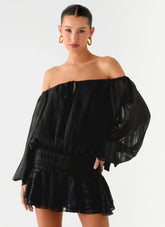 Minivestido con mangas abullonadas Eira - Negro