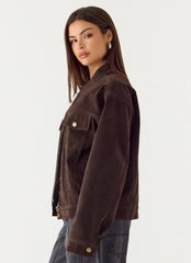 Chaqueta Biker de Ante Sintético Jeremy - Chocolate Oscuro