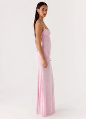 Maxivestido de malla Natty Lace - Rosa Pétalo