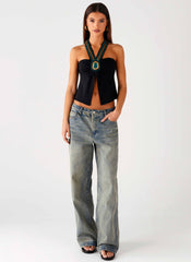 Top halter Boheme Breeze - Negro