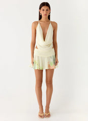 Sweet Charm Cowl Neck Top - Spring Meadow