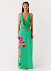 Top con cuello desbocado Sweet Charm - Estampado Jungle Bloom