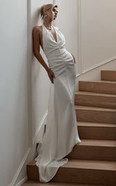 Vestido Frankie Maxi - Vestido em Viés de Cetim na cor Marfim