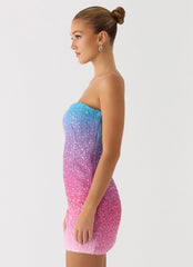 Minivestido de punto con lentejuelas Step Closer - Ombre Disco