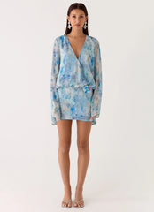 Minivestido Vanish Into You - Paisley aguamarina
