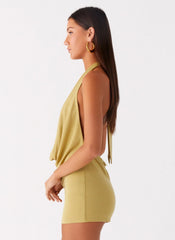 Minivestido Haisley con cuello desbocado - Verde lima