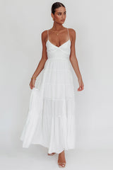 Vestido largo blanco con tirantes Main Attraction