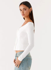Top de manga larga Moda - Blanco
