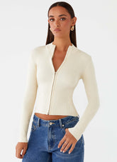 Top de punto Tilly de manga larga - Crema