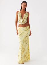 Falda larga de talle bajo Kylo - Tie-dye amarillo