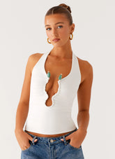 Top Diego Halter - Blanco roto