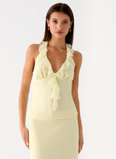 Top corto con cuello halter - Amarillo