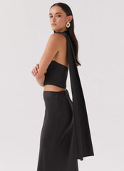 Top de Josefina de satén - Negro