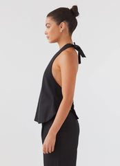 Top Delantal de Lino Heatwave - Negro