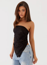Top de encaje Midnight - Negro