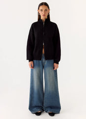 Chaqueta de punto con cremallera Davy - Negro
