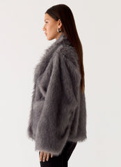 Chaqueta de Piel Sintética Katiana - Gris