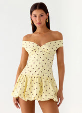 Minivestido sin hombros Endless Romance - Lunares amarillos