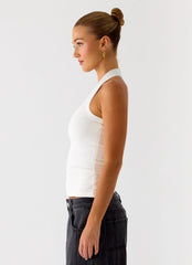 Top Nauton acanalado estilo halter - Blanco