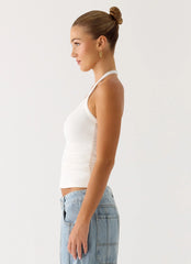 Top halter de canalé Naturi - Blanco