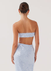 Top tipo bandeau de lentejuelas texturizadas Kyleigh - Lavanda empolvada