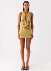 Minivestido Haisley con cuello desbocado - Verde lima