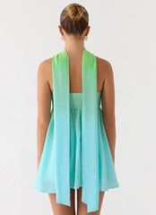 Vestido Curto Calantha Scarf - Degradê do Mar