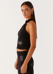 Top Halter Cillian de Lentejuelas - Negro
