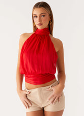 Blusa de chifón Willow - Rojo