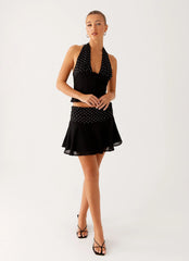 Top halter Devoted - Lunares negros