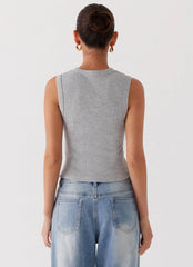 Top sin mangas con botones Blair - Gris jaspeado